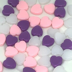 Cutie Purple and Pink Heart Bead Mix, Heart Beads