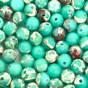 6mm Shoushan Jasper Stone Beads for Bracelet, Green Snakeskin Beads for Jewelry Making, Gorgeous Green Beads