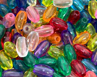 Translucent Rainbow Oat Beads, Candy Beads for Jewelry Making, Clear Beads for Bracelet Making, Tic Tac Beads