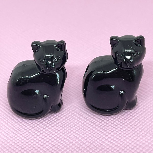 Black Cat Beads, Animal Beads for Jewelry, Black Pet Beads, Black Halloween Beads for Crafts, Halloween Themed Beads