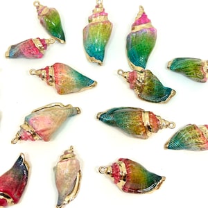 Elegant Ombre Conch Shell Charms with Gold Accents by Madison Beads - Unique Charms for Sea-Inspired Crafts and Jewelry