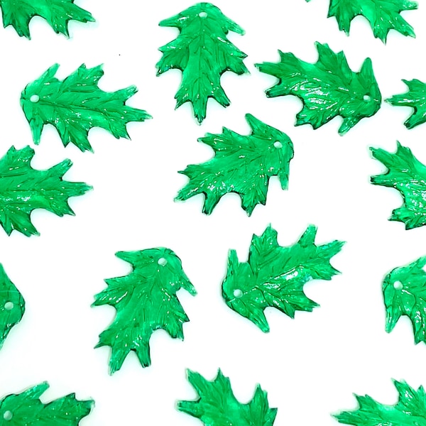 Forest Green Oak Leaf Beads, Beads shaped like Fall Leaves, Tree Beads for Garland, Accent Beads, Embroidery Beads