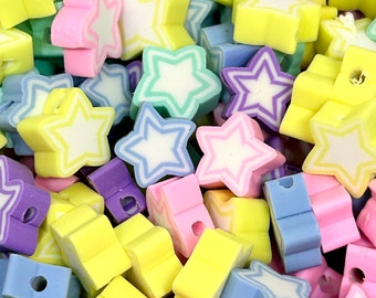 Cute Pastel Clay Stars - Handmade Jewelry Making Supplies for DIY Projects
