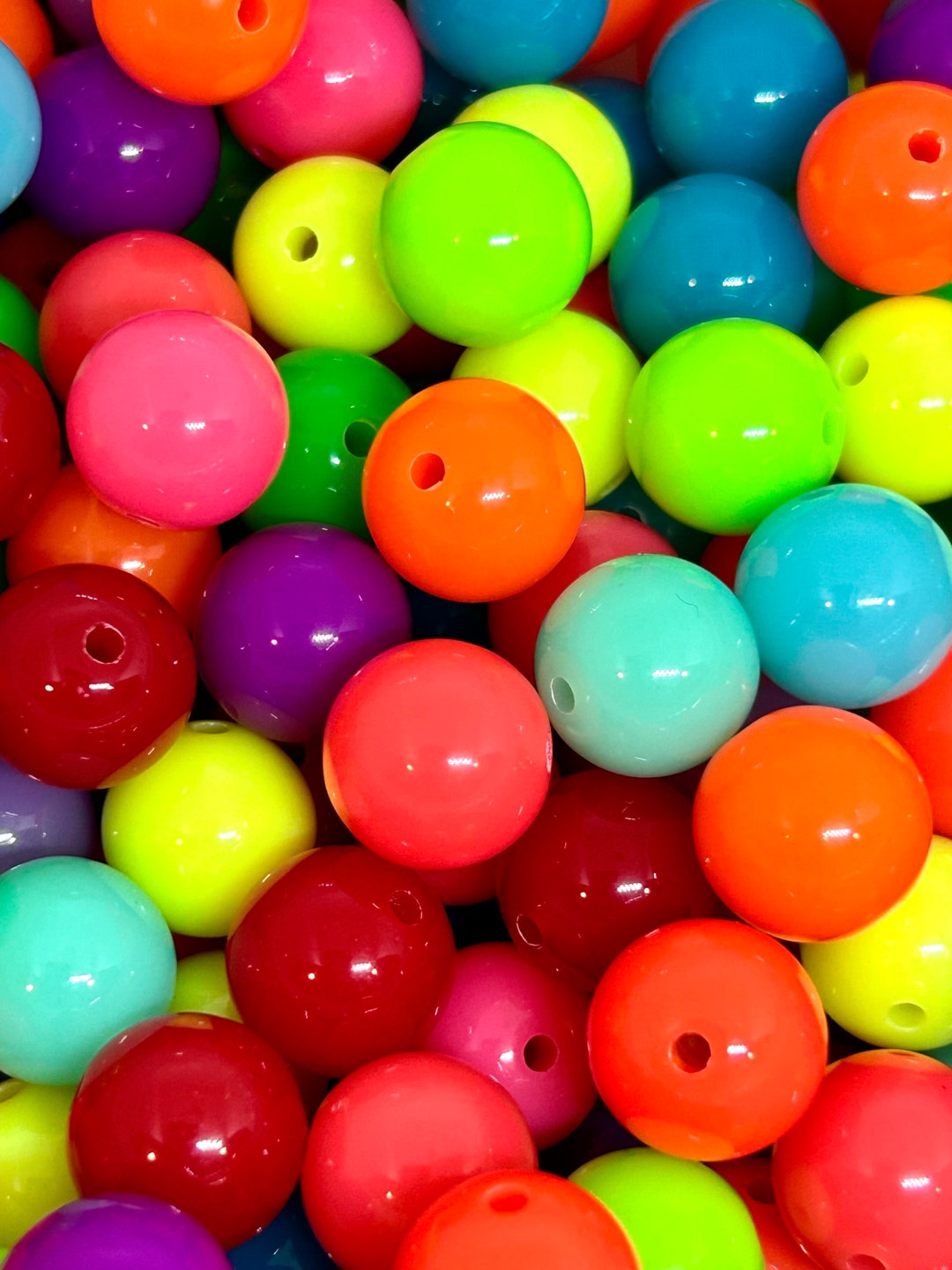 12mm Vibrant Neon Bubble Gum Bead Mix Etsy