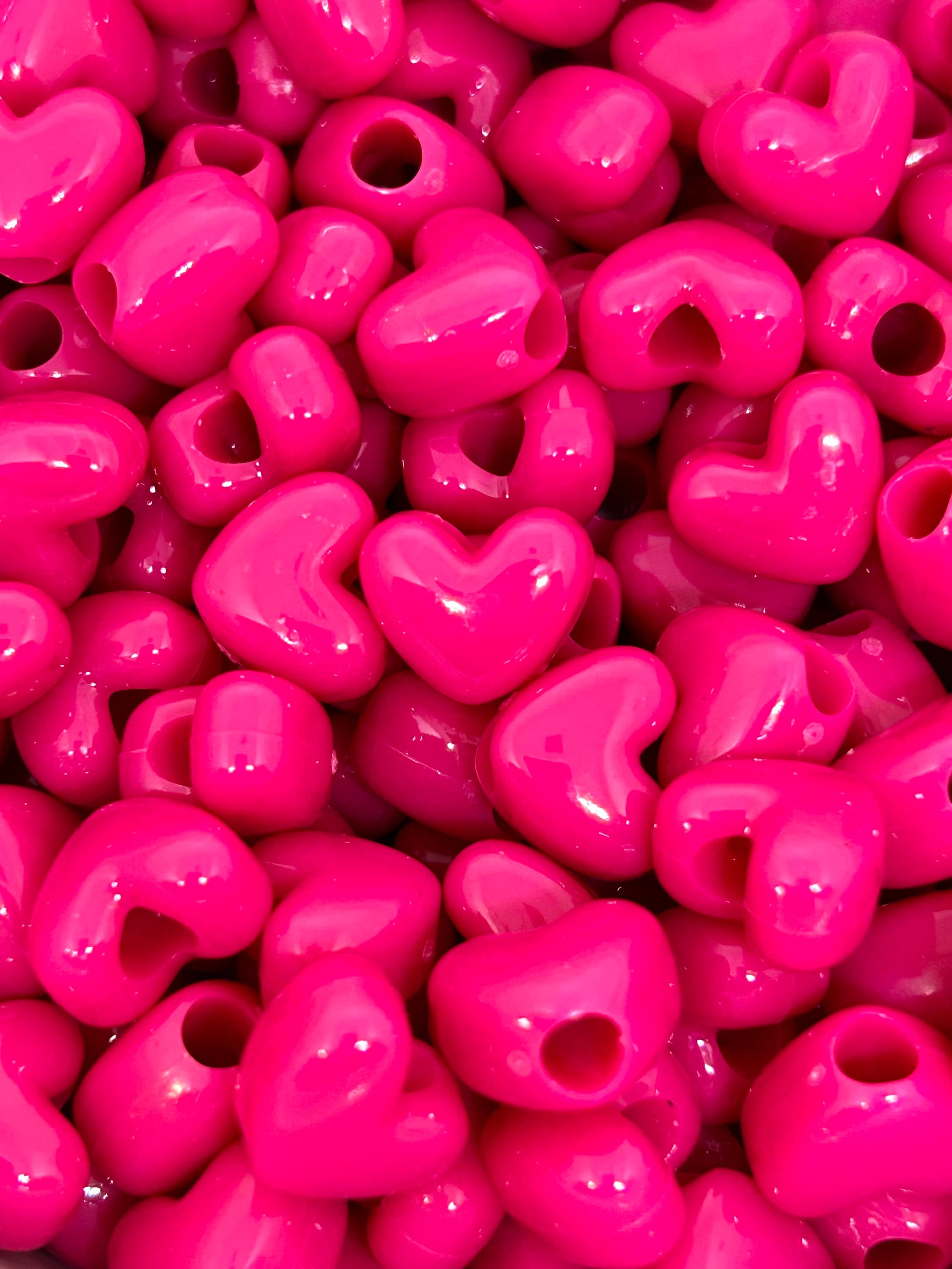 Large Pink Heart Pony Beads