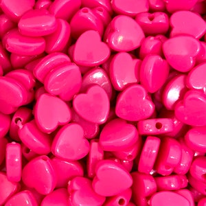 Fuchsia Heart Beads - Premium Quality Crafting Supplies