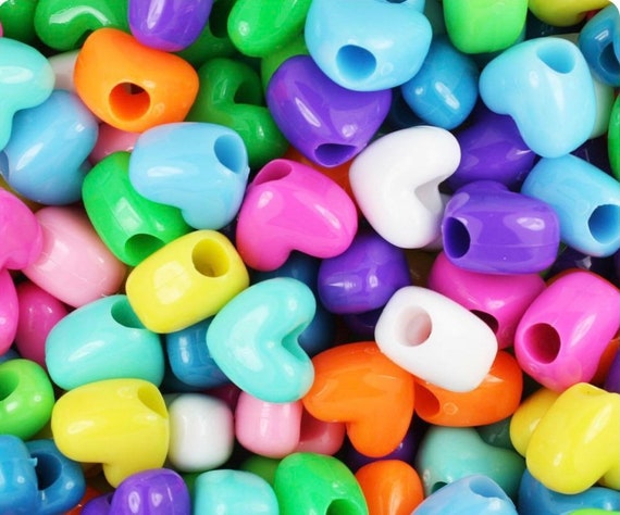 Candy Heart Beads, Pony Beads, Kandi Beads, Barrel Beads, Spacer