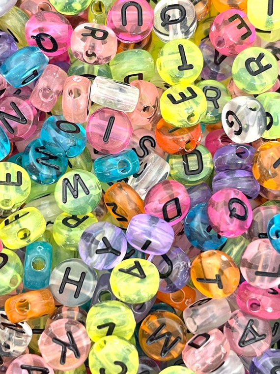 Translucent Bright Letter Beads for Jewelry Making, Clear Alphabet