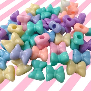 Kawaii Pastel Bow Spacer Beads, DIY Pastel Beads 