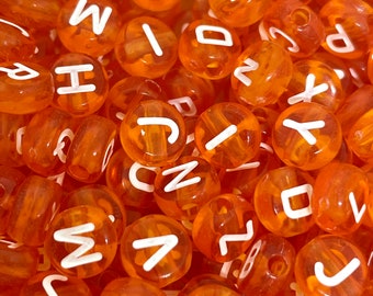 Orange Alphabet Beads for Jewelry Making, Name Jewelry, Orange Letter Beads, Halloween Beads, Orange Beads, Halloween Jewelry, Creepy