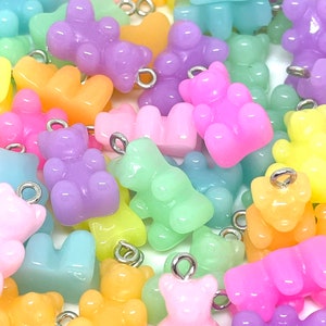 Pastel Candy Charm, Gummy Bear Pendant for Necklace, 12mm Pendant, Charm for Bracelet, Candy Beads, Cute Beads, Kawaii Beads
