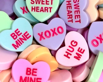 Cute Conversation Heart Cabochons, Flat-Back Resin