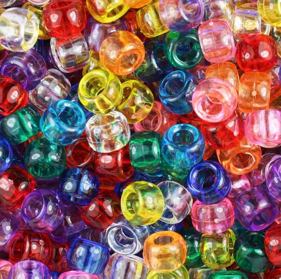 200 Mix Color 9mm Rainbow Pony Beads School Kids Crafts Jewelry Kids DIY