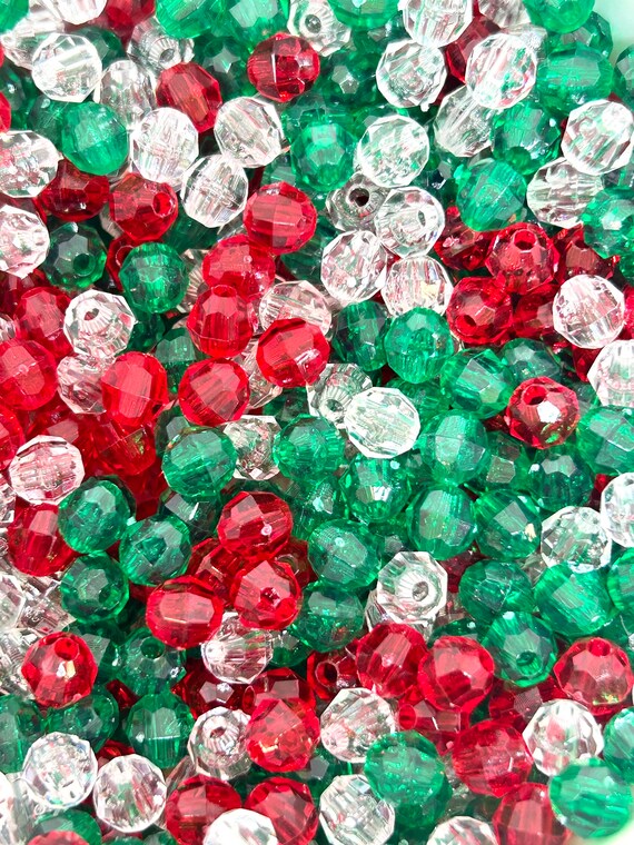 6mm Christmas Themed Faceted Bead Mix Small Beads Etsy Ireland
