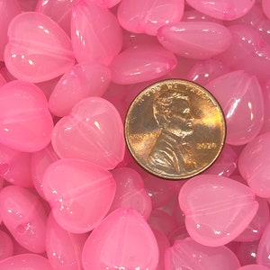 Light Pink Translucent Heart Beads Lovely Jewelry Making Supplies image 2