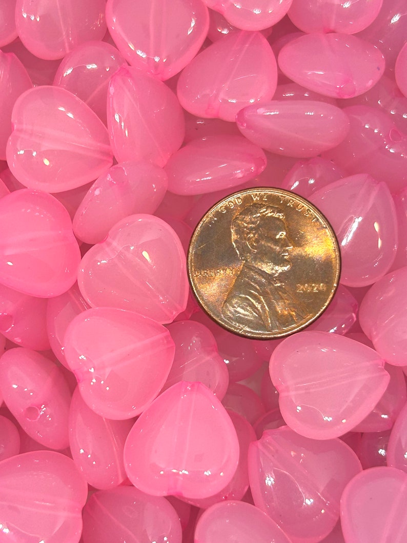 Light Pink Translucent Heart Beads Lovely Jewelry Making Supplies image 2