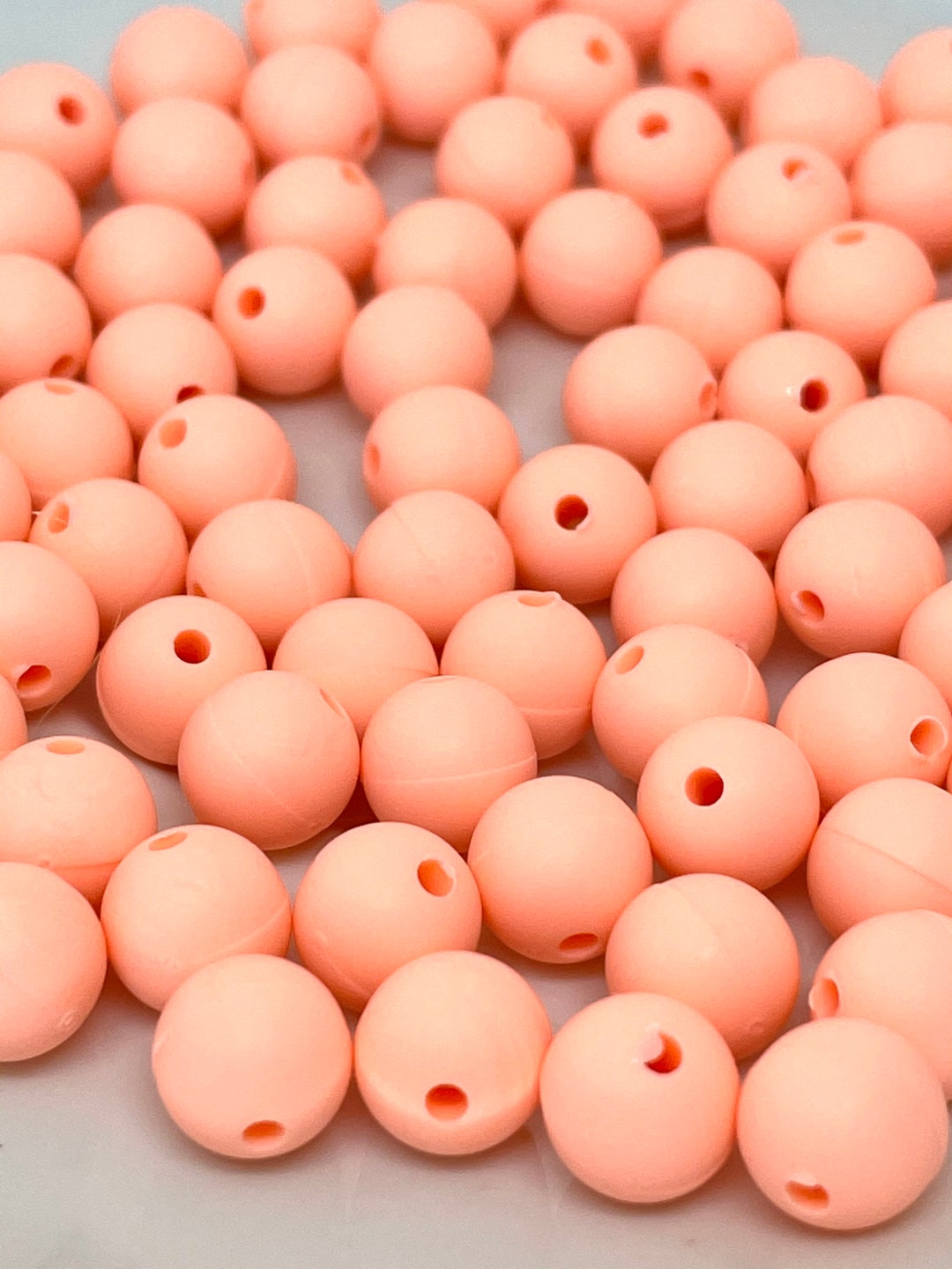 Pastel Peach Beads, Round Beads, Pastel Beads, DIY Supplies, Kawaii