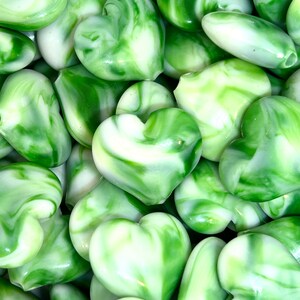 23mm Large Green & White Swirl Heart Pendant Beads, St Patrick's Day Jewelry Crafts