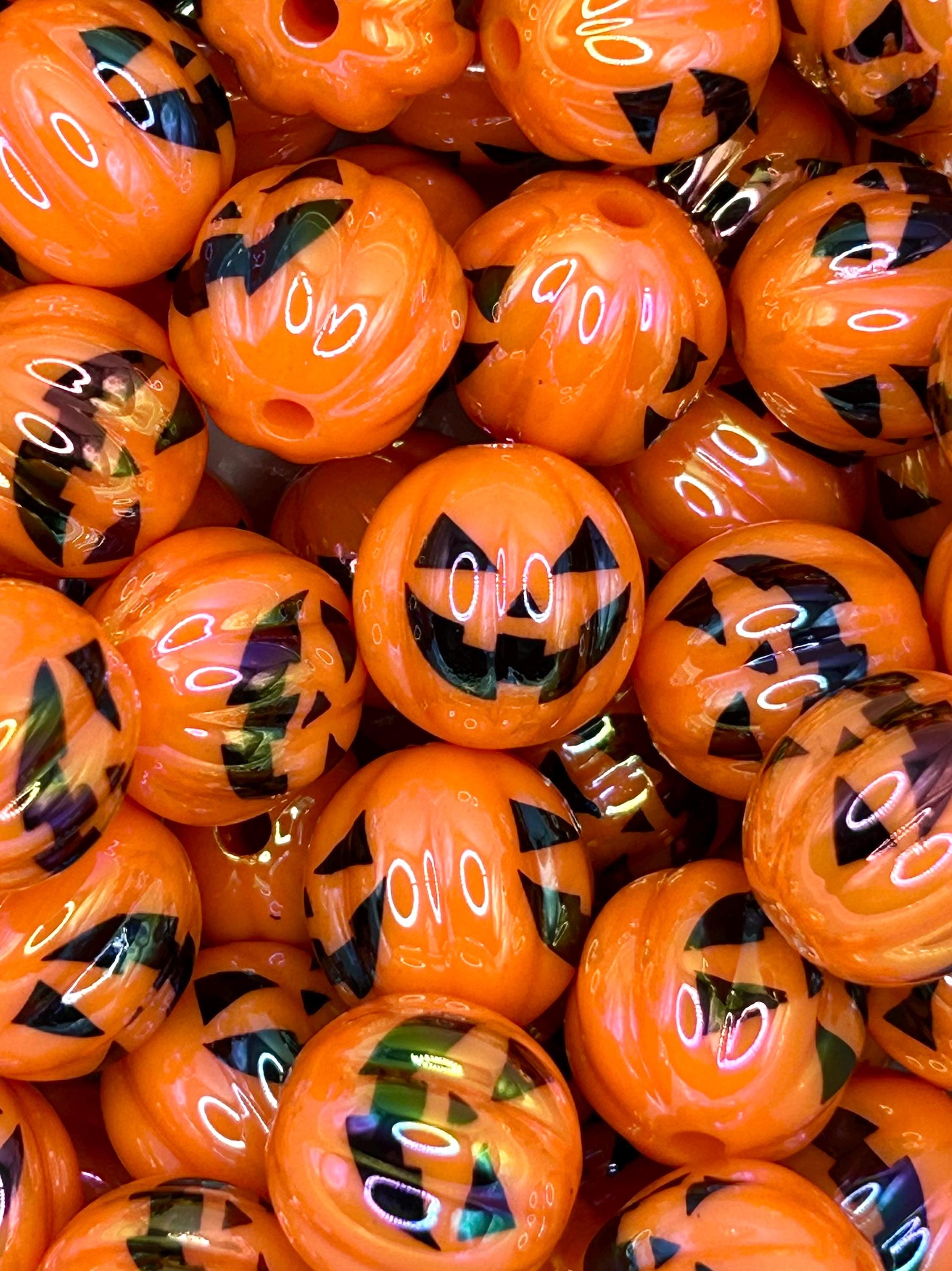 16mm Iridescent Jack O Lantern Pumpkin Beads – Fluted Melon
