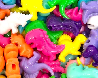 Bright Dinosaur Bead Mix, Fun Craft Beads, DIY Jewelry Making Supplies