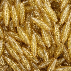 Perline spaghetti glitter oro, perline oro 19mm, perline cilindro, perline asta per collana, perline lunghe per gioielli, perline acriliche oro