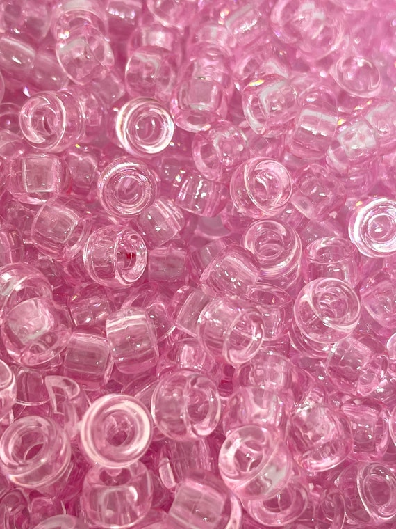 Mini Clear Pink Barrel Beads, Tiny Pony Beads for Jewelry Making, Light Pink  Jewelry, Clear Beads 