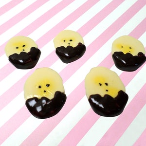 Yummy Chocolate Dipped Banana Fruit Dessert Decoden Cabochons - 5pc set