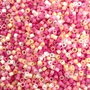 2mm Tiny Pretty in Pink Miyuki Seed Bead Variety Assortment, Glass Bead Soup, Pink Themed Bead SEt