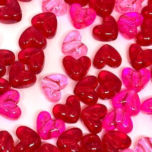 Mélange de coeurs roses vifs pour la Saint-Valentin, assortiment de perles de Saint-Valentin pour la fabrication de bijoux, bracelet, perles lumineuses, perles colorées