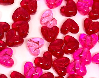 Bright Pink Heart Mix for Valentine's Day, Valentines Day Bead Assortment for Jewelry Making, Bracelet, Bright Beads, Colorful Beads