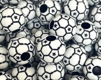 9x9.6 mm サッカーボールビーズ、エナメルサッカーボールビーズ