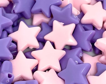 Pink and Purple Cutie Star Mix for Jewelry Making, Star Shaped Beads for Bracelet, Star Charm, Pastel Star Beads for Necklace, Fairy Kei