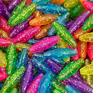 Rainbow Sparkle Spaghetti Beads, Glitter Tube Beads for Jewelry Making