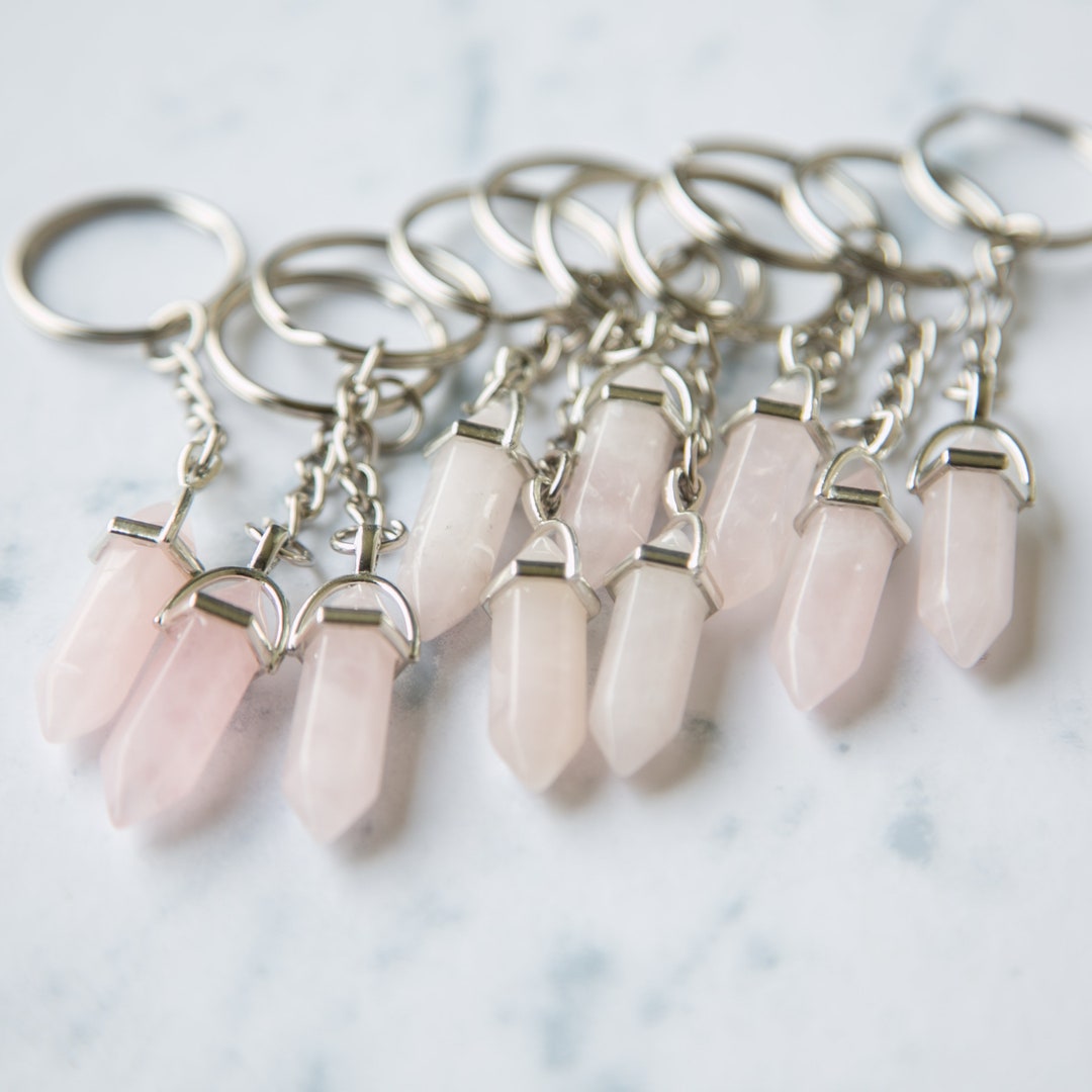 Rose Quartz Crystal Keychain Etsy