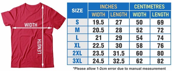 softex t shirt size chart