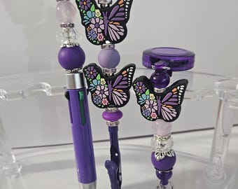 Beaded Pen, Butterfly 4 piece set AU1