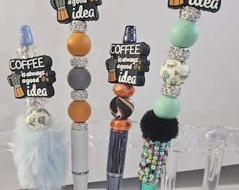 Beaded Pen: "Coffee Is Always A Good Idea" AZ1-AZ2