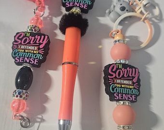 Beaded Pen Gift Set:"Sorry I Offended You With My Common Sense" AV1