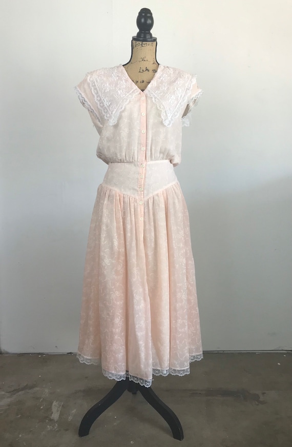 Gunne Sax | Vintage 80’s Dress | Peach Prairie and