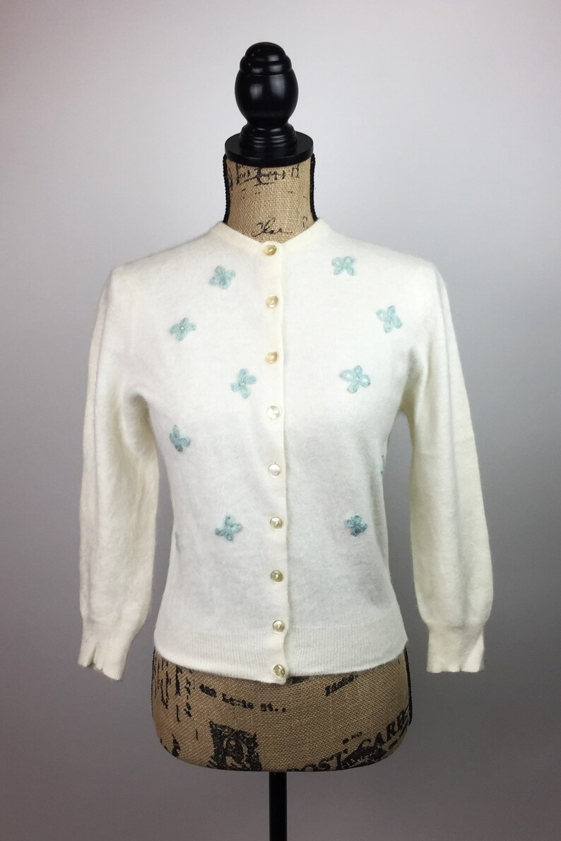 The 50/'s Angora Creamy White Cardigan
