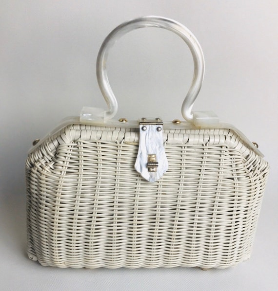 Vintage Wicker White Purse | 60’s Fashion