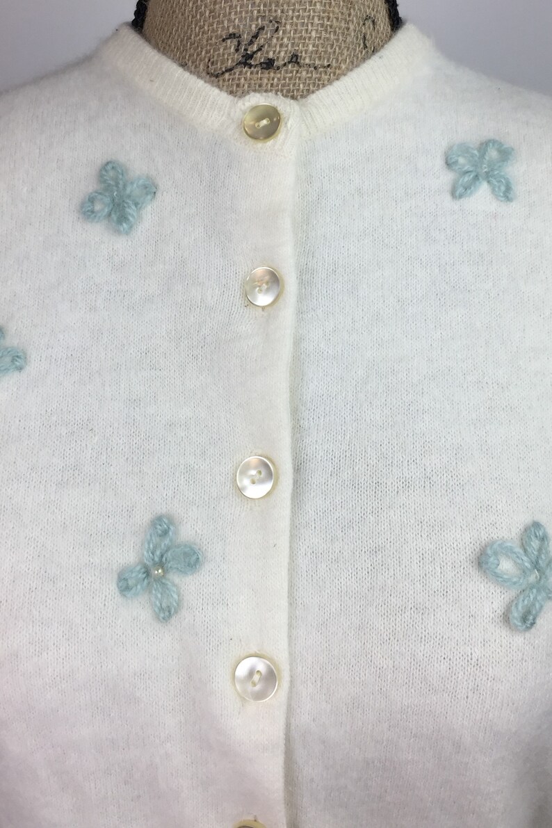 The 50/'s Angora Creamy White Cardigan