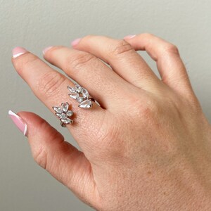Fi. Open ring, silver plated ring, gifts for friendship, gift for friend, bridesmaid gift, best friend gift, everyday ring, crystal ring
