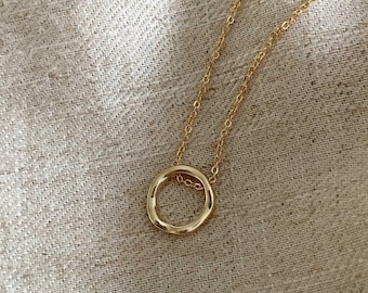 Ireland. Gold circle necklace, gold chain necklace, hoop pendant necklace, open circle chain necklace, everyday necklace, gold jewellery