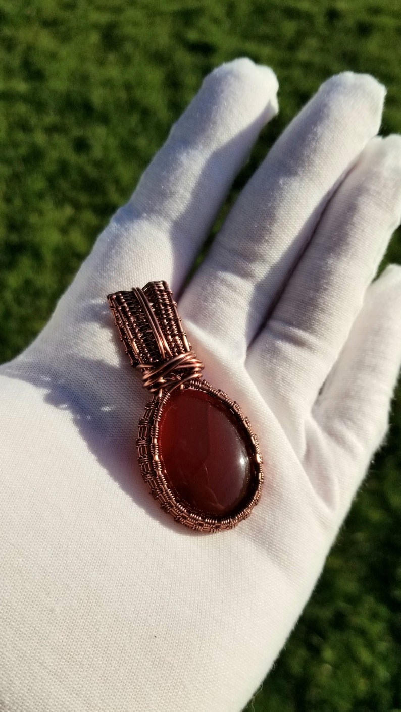 Carnelian Agate Necklace Carnelian Crystal Wire Wrapped Pendant