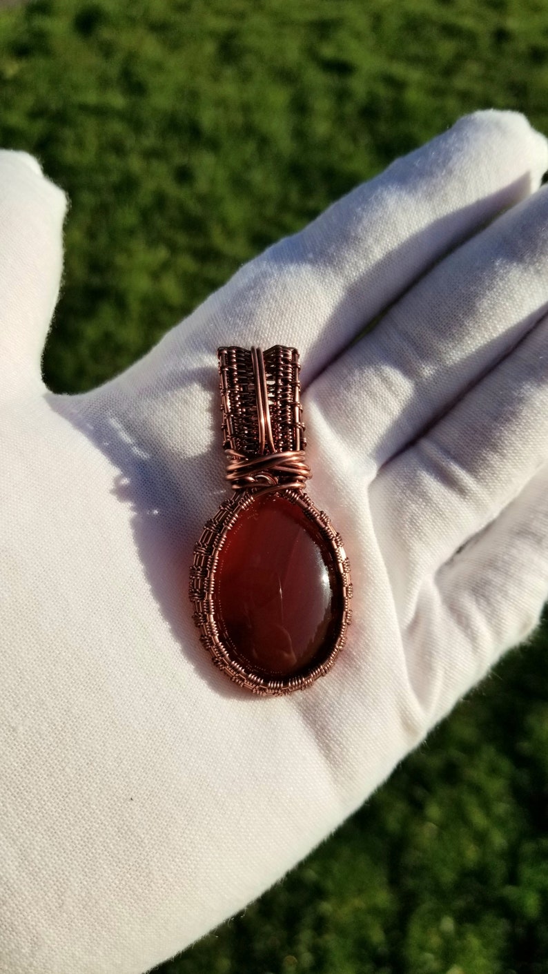 Carnelian Agate Necklace Carnelian Crystal Wire Wrapped Pendant