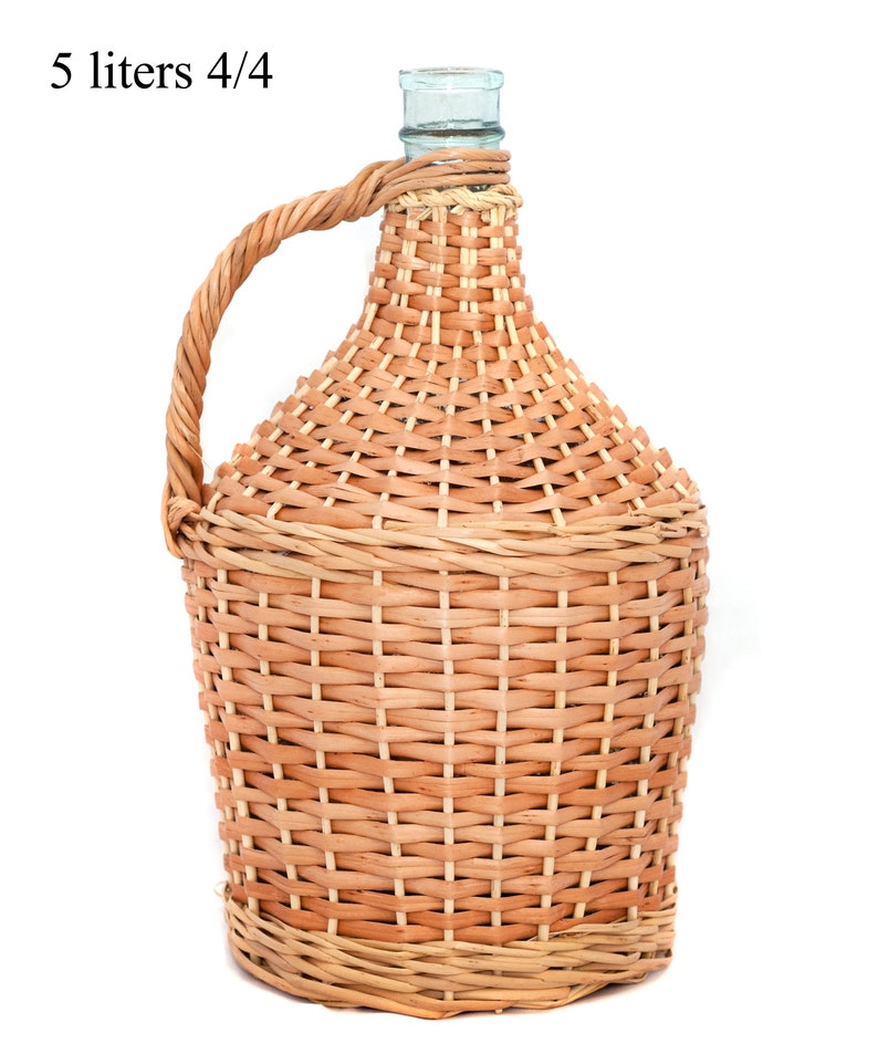 NEW Wicker Woven Glass Bottle for Wine 5 L 4/4 Big Demijohn Etsy