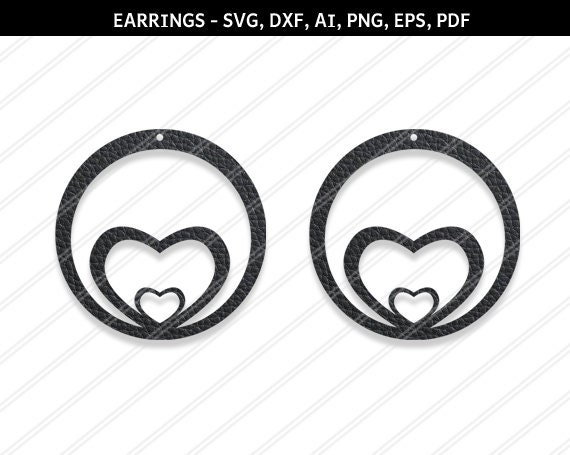 Download Heart Earrings Svghanging Earringjewelry Svgleather Etsy