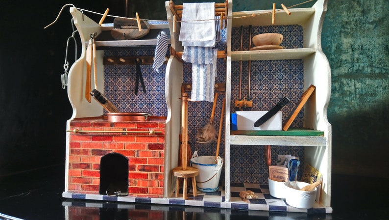 Doll/'s House 1:12 Kitchen Copper Boiler Stove and Laundry Unit
