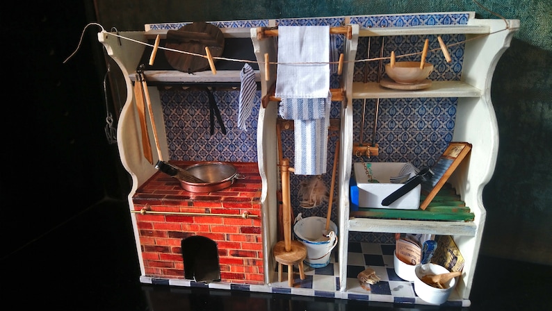 Doll/'s House 1:12 Kitchen Copper Boiler Stove and Laundry Unit